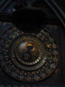 A close up of the clock-face